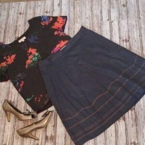 Anthropologie Faconnable Embroidered Skirt - Sz. 14